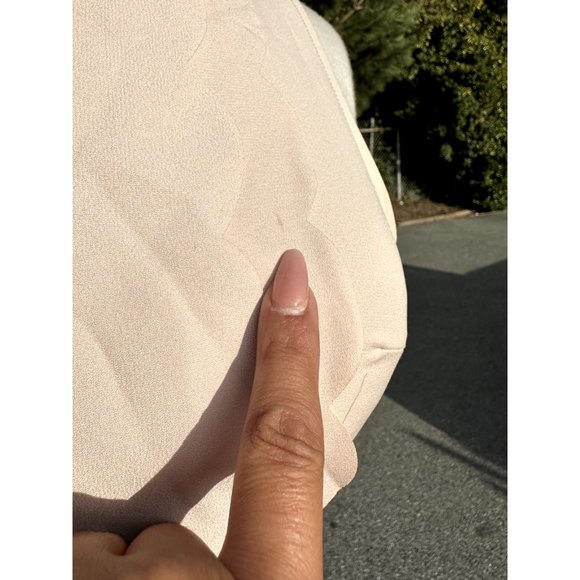 Ezra Womens Small Red Dress Sleeveless Lace Floral Back Laser Cut Beige Front - Picture 5 of 11